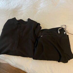 FIGS black Rafaela top and jogger bottoms.